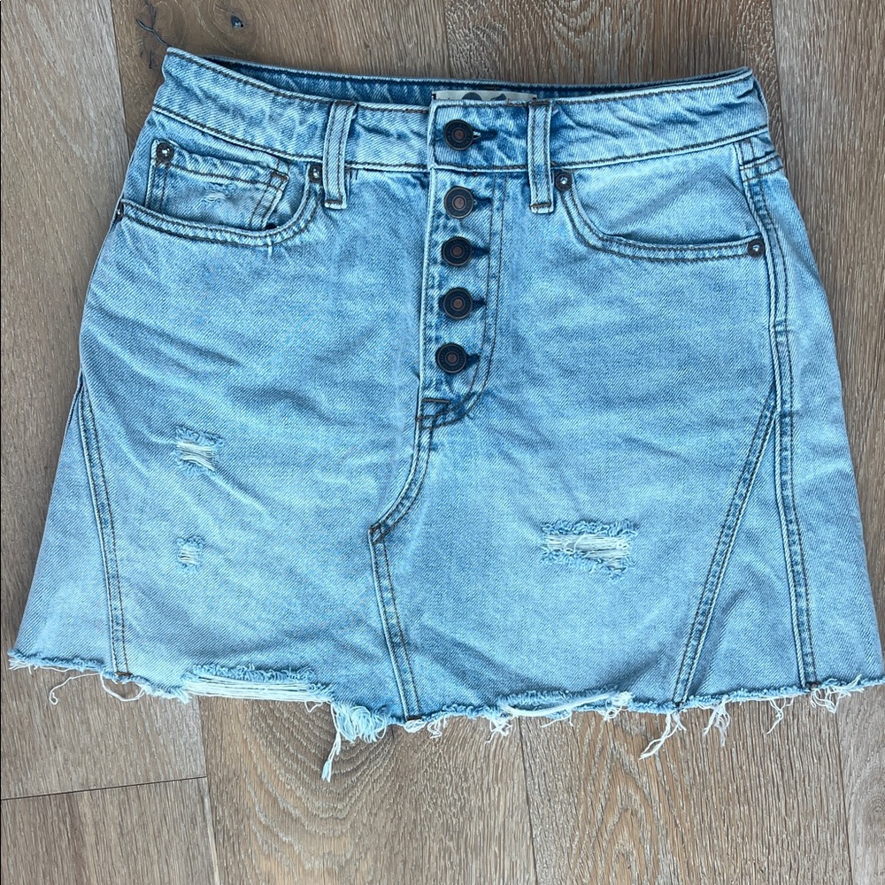 We The Free Light Blue Denim Skirt